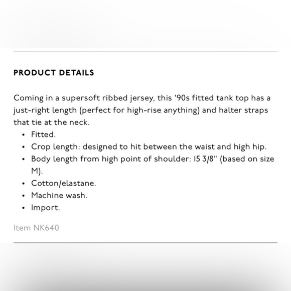 Madewell Women's Honey Dew Supima Rib Halter Tank Top Size XL‎ - Picture 7 of 8